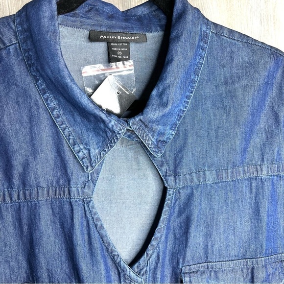 Ashley Stewart Denim Cut Out Blouse - Picture 2 of 8